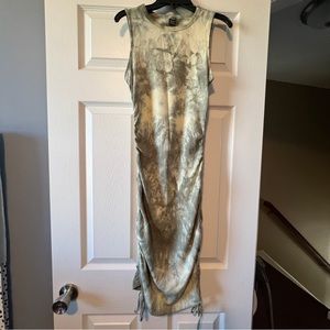 Women’s Ribbed, Sleeveless Dress with adjustable side tie ruching.